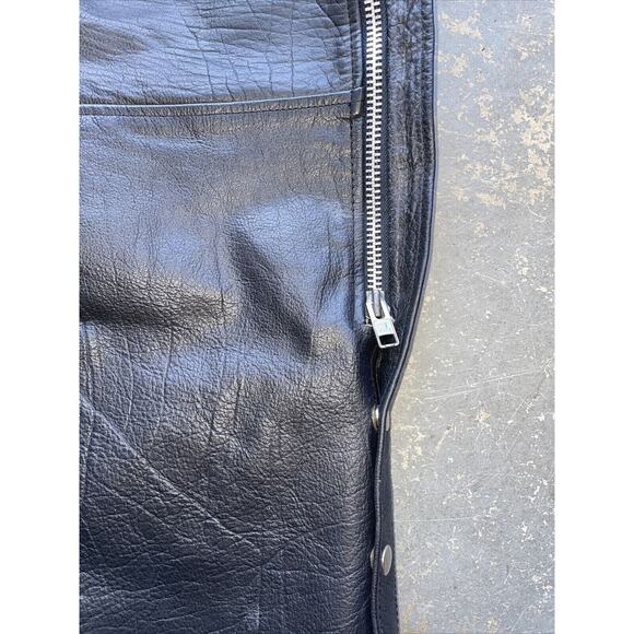 Hot Leathers Unisex Top Grain Black Leather Braided Trim Chaps Sz Small - Picture 3 of 7